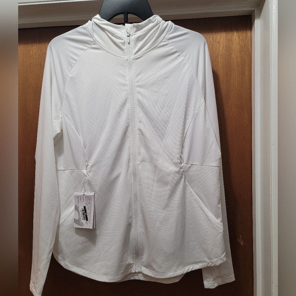 Women's White Full-Zip Hoodie, NWT, Lightweight, Size Large
